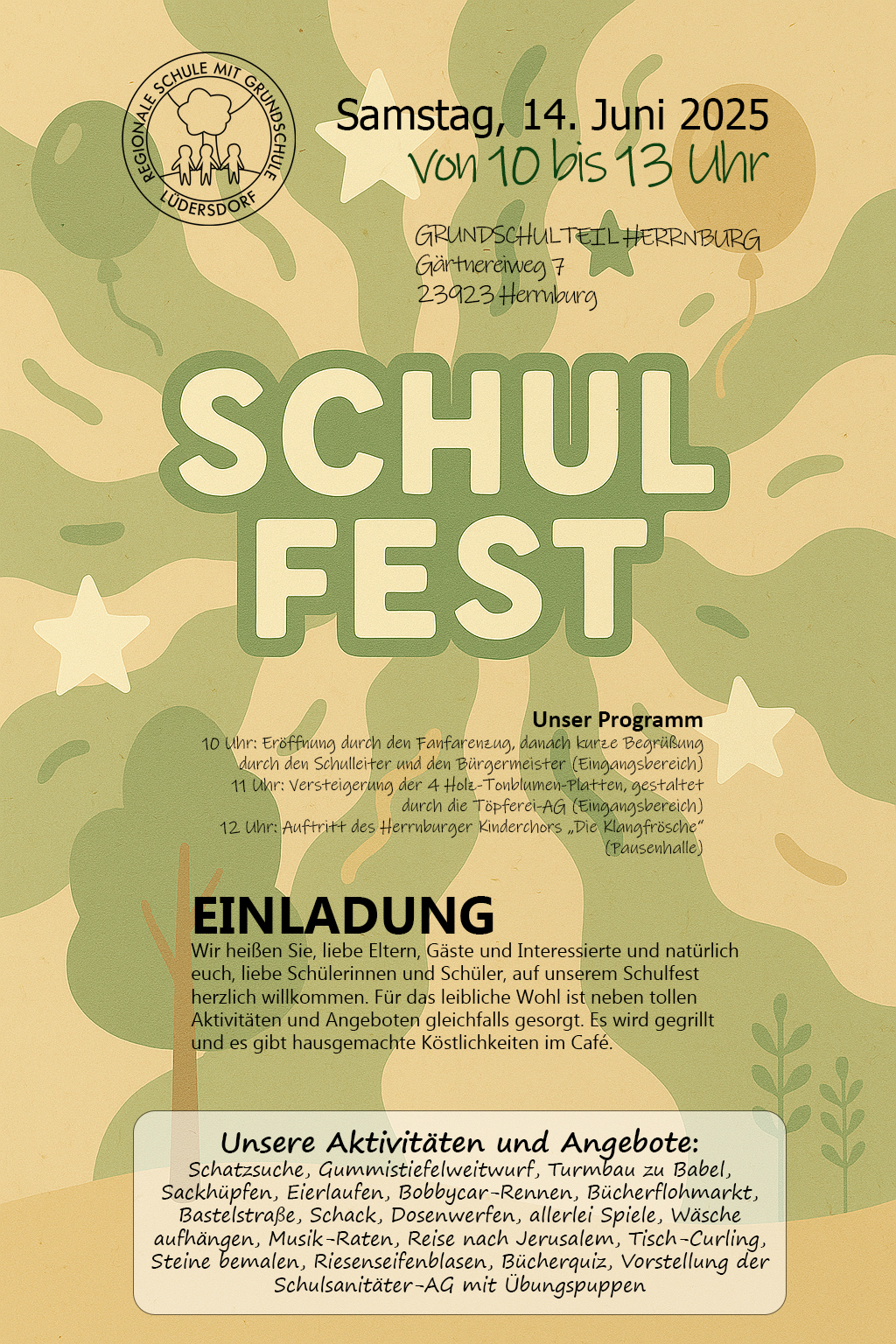 Schulfest - Samstag, 14.06.2025 von 10 bis 13 Uhr